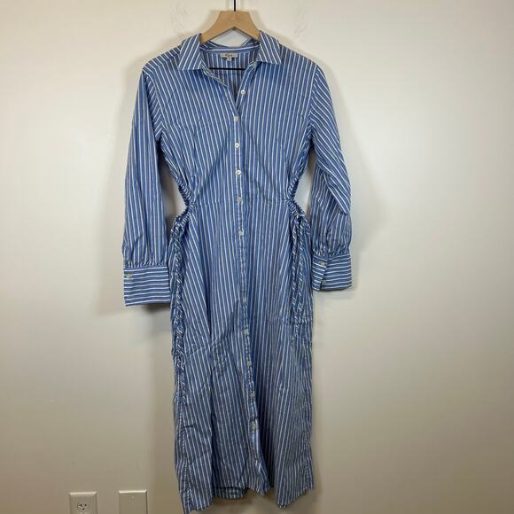 Rails Shirt Dress Sz M Holly Blue White Stripe Cotton Midi Coastal Classic Vacay - Picture 5 of 9